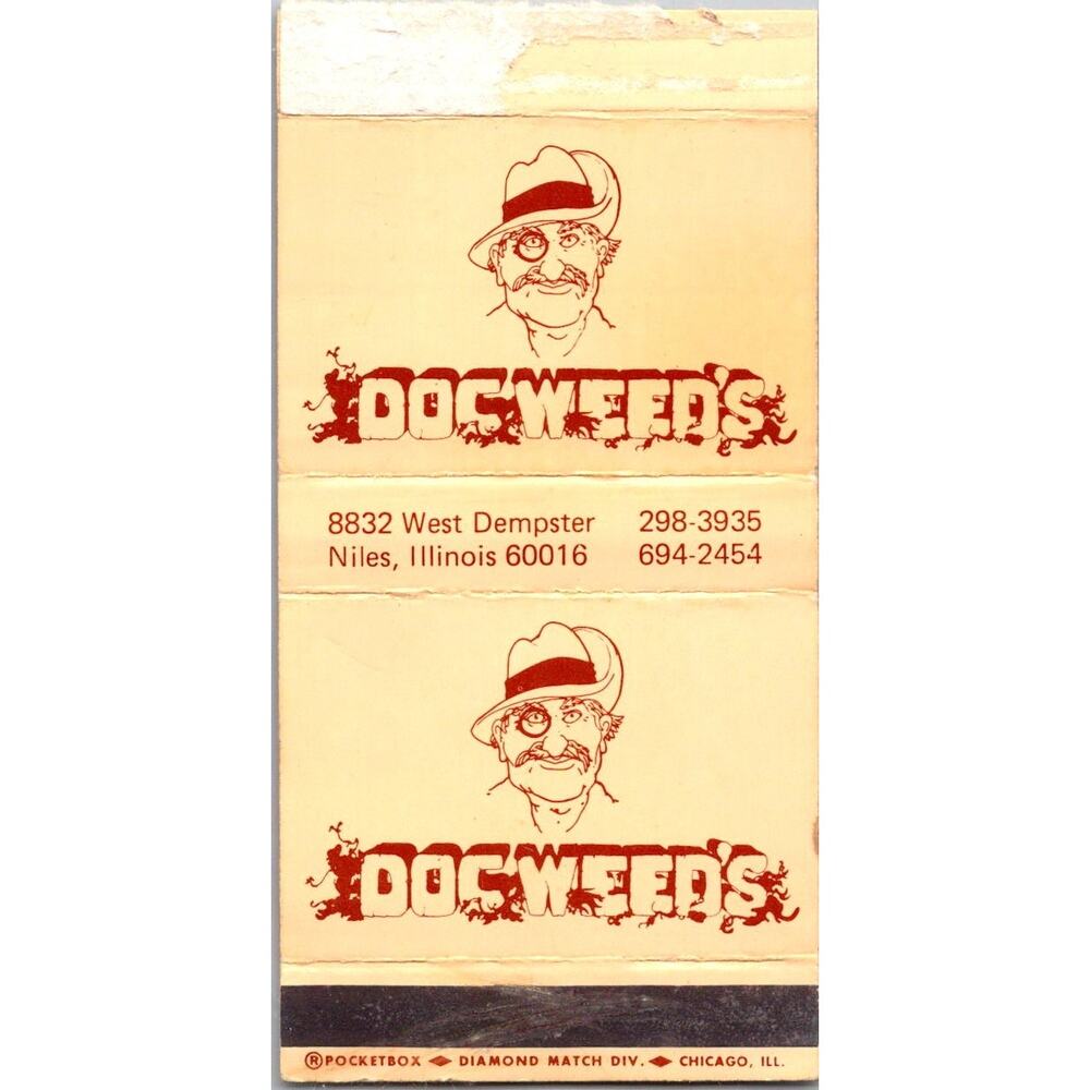 Doc Weed's Niles IL Vintage Matchbook Matchbox SMM21-2